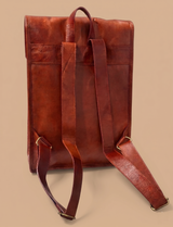 16'' Leather Backpack | Denim Lining