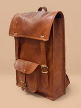 16'' Leather Backpack | Denim Lining