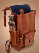 16'' Leather Backpack | Denim Lining
