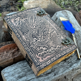 10''x7'' Asian Dragon Leather Journal | 320 Vintage Pages