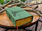 10"x7" Green- Floral Embossed Leather Journal