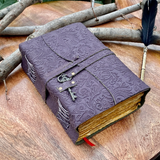 10''x7'' Purple- Embossed Leather Journal | Key Floral Journal