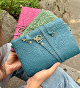 A5 Pink Floral - Embossed Leather Journal