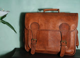 17'' Leather Satchel Briefcase | Big Front Pocket