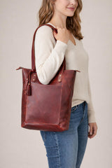 Personalised Leather Tote Bag | 16" Large Size | Spacious & Durable | Full Grain Buffalo Leather