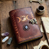 A5 Triple Moon Leather Journal | 5 Stone Choices