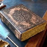 11" Antique Triple Moon Goddess Leather Journal | 5 Stone Options