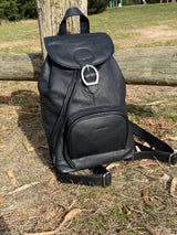 GrassLanders Leather Backpack Women's Black Leather Backpack | Adjustable Straps