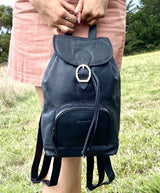 GrassLanders Leather Backpack Women's Black Leather Backpack | Adjustable Straps