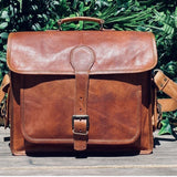 GrassLanders-Au Leather Bag 17x13 inches Leather Satchel Briefcase | Big Front Pocket