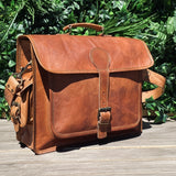 GrassLanders-Au Leather Bag Leather Satchel Briefcase | Big Front Pocket