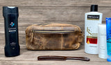 GrassLanders Leather Bag Toiletery Bag | Full Grain Leather | Water Resistant Lining Inside