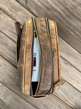 GrassLanders Leather Bag Toiletery Bag | Full Grain Leather | Water Resistant Lining Inside