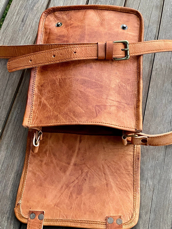 10" Leather Book Bag | Padded Book Compartments