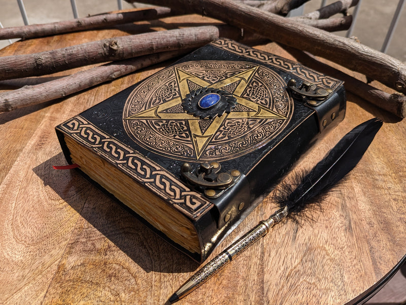 10"x7" Fat Pentagram Leather Journal | 280 Vintage Pages