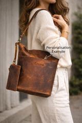 Personalised Leather Tote Bag for Women – Full Grain Leather Shoulder Bag