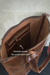 Personalised Leather Tote Bag for Women – Full Grain Leather Shoulder Bag