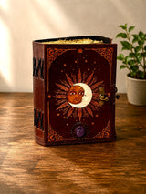 A5 Amethyst Sun-Moon Leather Journal | 5 Stone Choices