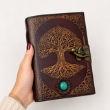 A5 Brown Tree of Life Leather | 5 Stone Choices