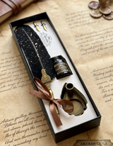 Calligraphy Feather Pen Set- With Ink | 4 Feathers Color Options