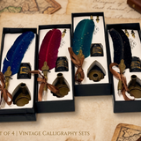 Calligraphy Feather Pen Set- With Ink | 4 Feathers Color Options
