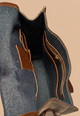 16'' Leather Backpack | Denim Lining
