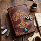 A5 Brown Tree of Life Leather | 5 Stone Choices