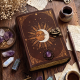 A5 Amethyst Sun-Moon Leather Journal | 5 Stone Choices