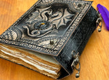 10" Large Double Dragon Leather Journal | 300 Pages