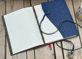 A5 Blue Floral - Embossed Leather Journal