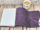 A5 Purple Floral - Embossed Leather Journal