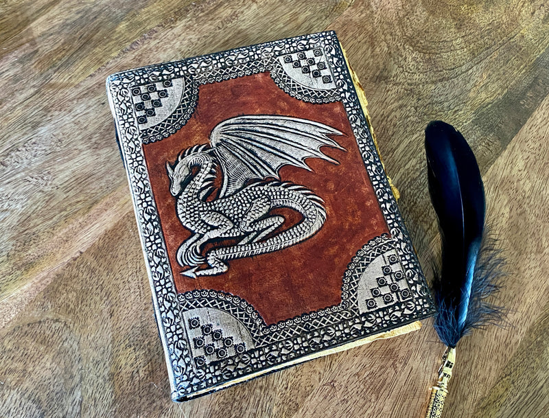 Dragon Multicoloured Pure Leather Journal  | Handstitched Journal