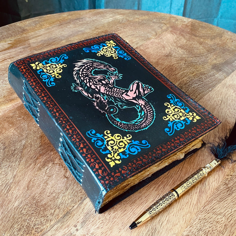 DND Dragon Multicoloured Pure Leather Journal  | Handstitched Journal