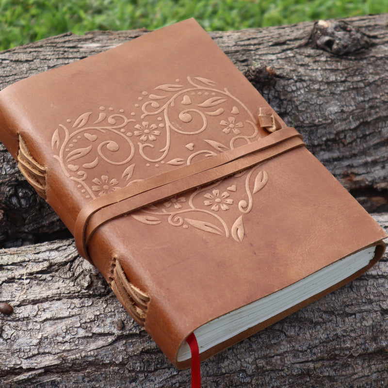 A5 Floral Heart Leather Journal | Classic Journal