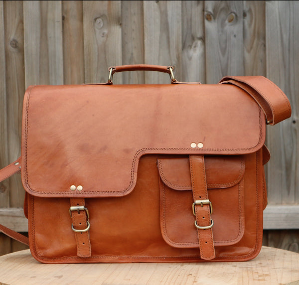 Premium Leather Satchel Briefcase | New !