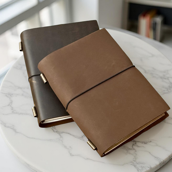 A5 Refillable Leather Journal | 2 Colors- Rustic Tan/ Dark Brown