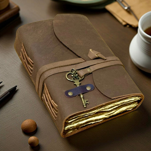 A5 Key Leather Journal | 240 Antique Pages