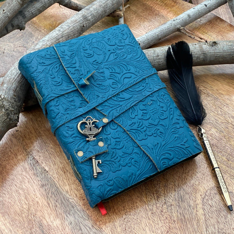 Turquoise- Embossed Leather Journal