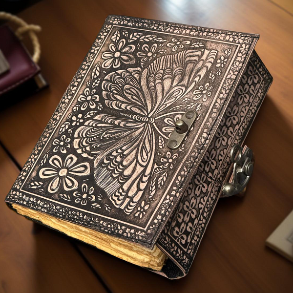 A5 Butterfly Leather Journal / 220 Pages