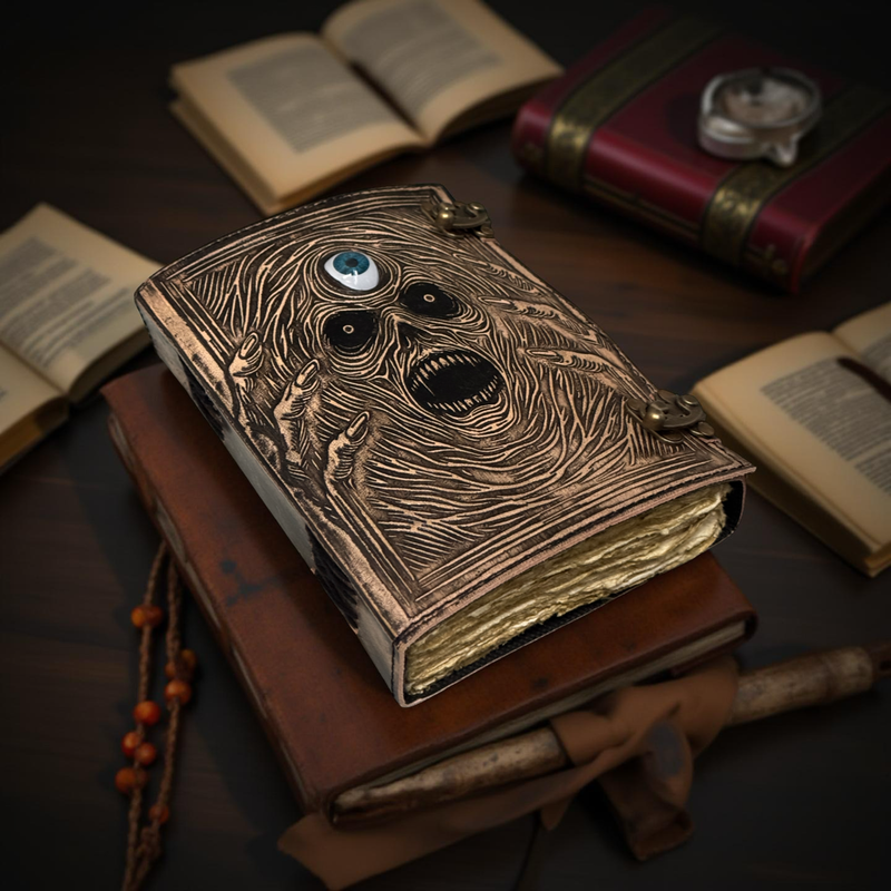 A5 Skull and Evil Eye Leather Journal