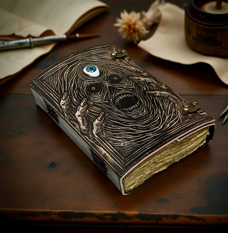 A5 Skull and Evil Eye Leather Journal