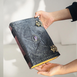 Black 10"x7" Fat Pentagram Leather Journal | 280 Vintage Pages (New)