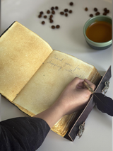 10" Black Triple Moon Goddess Leather Journal | 4 Stone Options