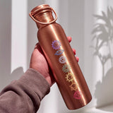 1 ltr Pure 7 Chakras Copper Water Bottle- with Handle
