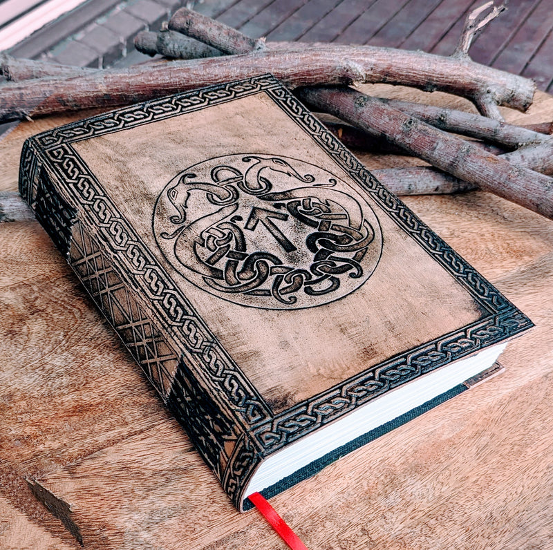 12" Nordic Dragon Leather Journal | 400 White Pages | Extra Large Size