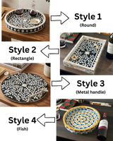 4 Designs- Mother of Pearl Boutique Floral Serving Trays