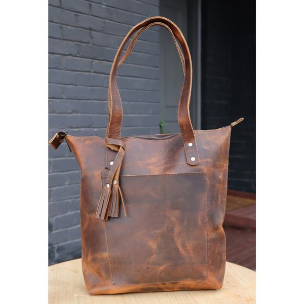Personalised Leather Tote Bag | 16" Large Size  | Spacious & Durable | Full Grain Buffalo Leather