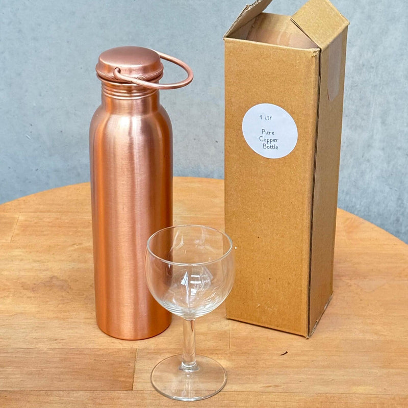 1 ltr Pure Copper Water Bottle- with Handle