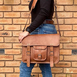 15'' Premium Leather Satchel Briefcase | New !