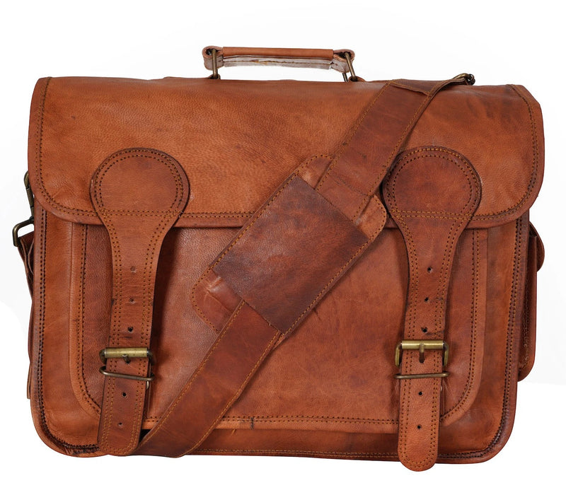 17'' Leather Satchel Briefcase | Big Front Pocket